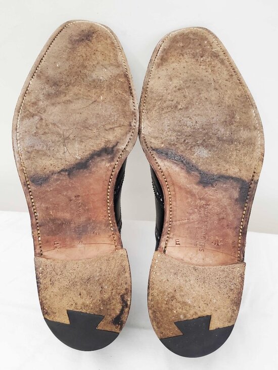 VTG Brooks Brothers Men\'s Black Wingtips Full Brogues Shoes. 41E. ENGLAND. main image 5